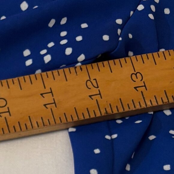 West Kei Royal Blue and White Dotted Blouse with Three-Quarter Sleeves, Medium - Picture 8 of 9